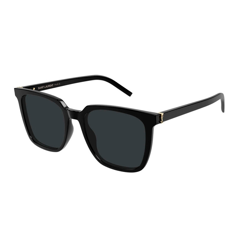 Saint Laurent Women's Square Shiny Black Dark Grey SL M146 Sunglasses
