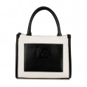 TWO-TONE LEATHER-EFFECT BAG