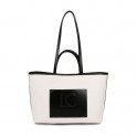 TWO-TONE LEATHER-EFFECT SHOPPER BAG