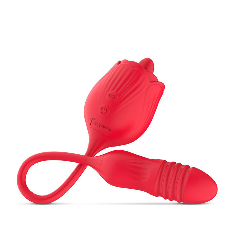 Edc Teazers Rose Vibrator with Thrusting Dildo