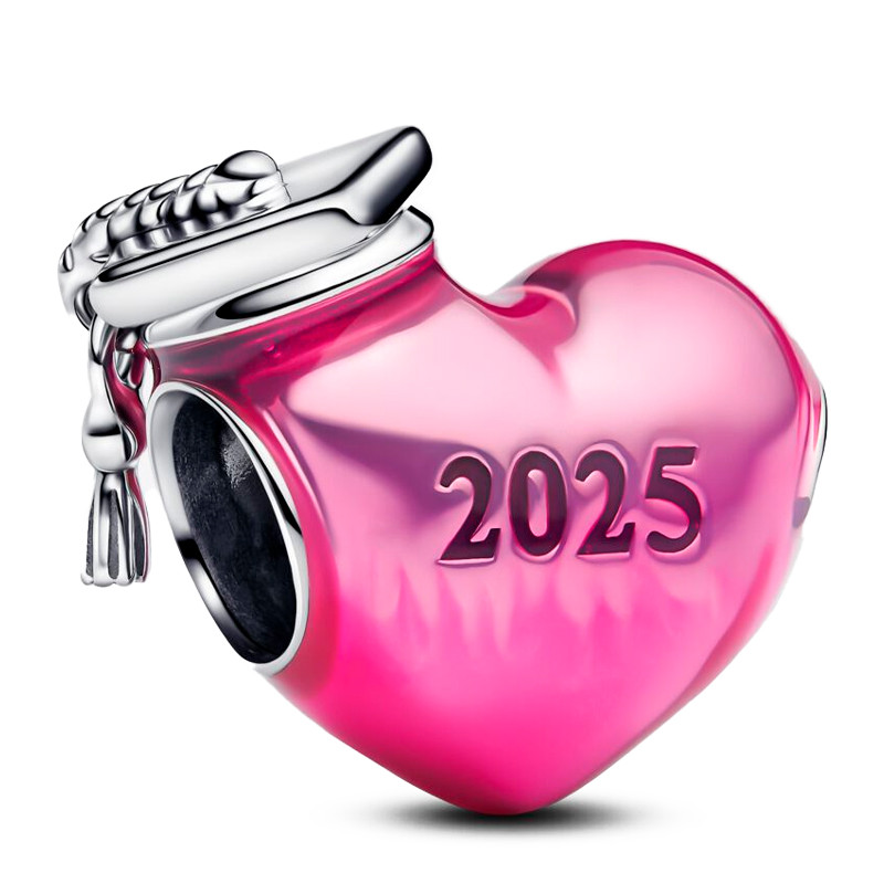 Pandora Silver/Pink Charms Charm Graduation Heart 2025 793788C01