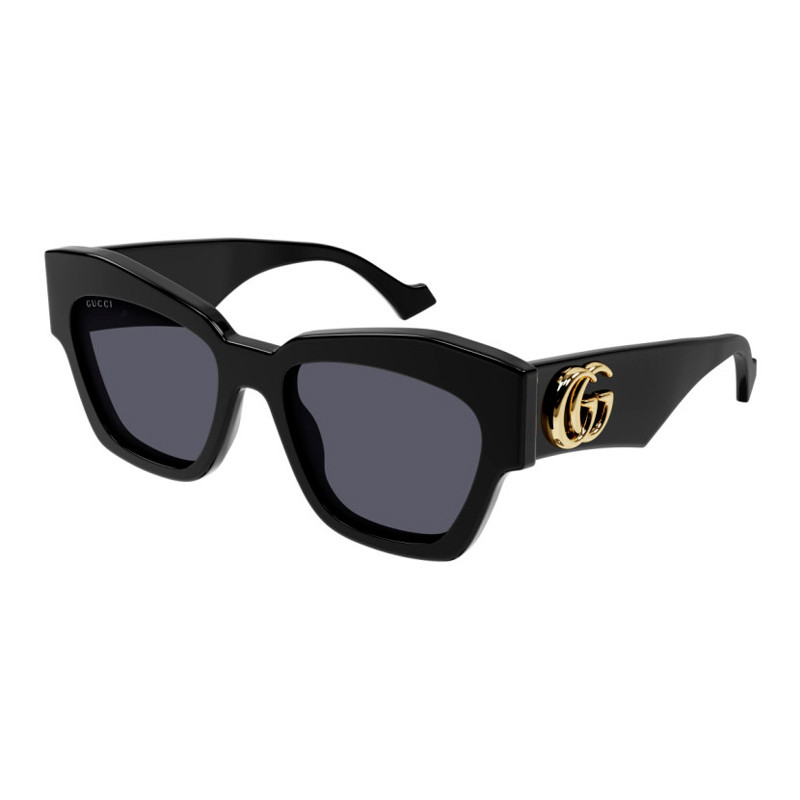 Gucci Women's Cat Eye Sunglass Shiny Black Grey GG1422S