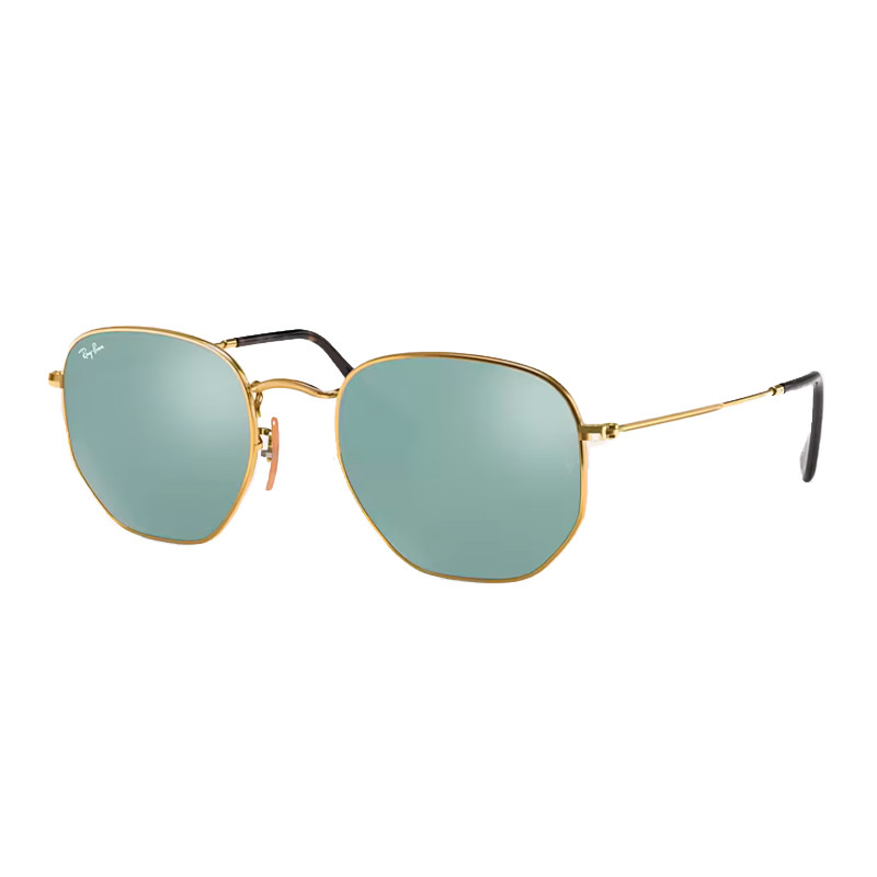 Ray-Ban Sunglasses Unisex Hexagonal Flat Lenses - Arista Gold Frame Silver Lenses 51-21