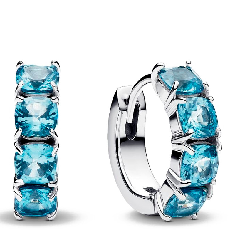 Pandora Blue/Silver Earrings Hoop Earrings 293851C01