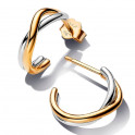 Two-Tone Organic Shaped Open Hoop Earrings 263880C00