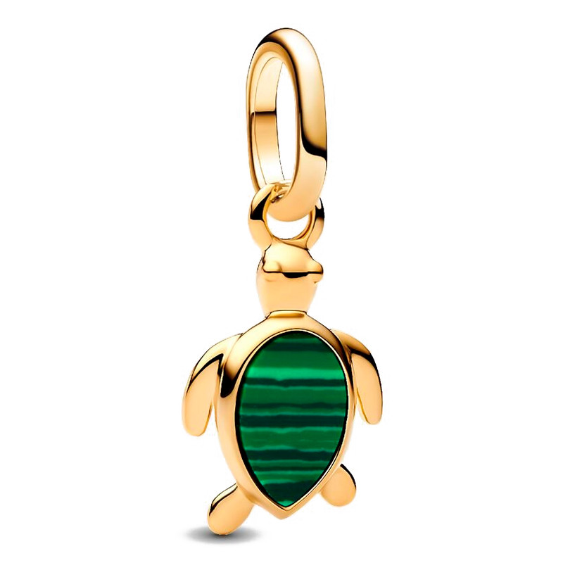Pandora Green/Gold/Golden Charms Charm Mini Turtle Pendant 763823C01